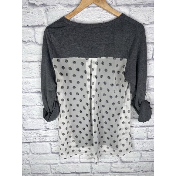 PIXLEY Women's Gray Polka Dot Detail Blouse Small - Picture 5 of 5